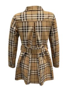 Trench-coat en daim pour femmes, vêtement personnalisé, en tissu écossais de chameau, avec <span class=keywords><strong>ceinture</strong></span>, micro fibre, impression numérique, - Product Image 3