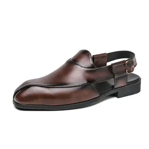 काले भूरे रंग की सांस लेने योग्य स्लिंग बैक बकल स्ट्रैप जूते आकार 38-46