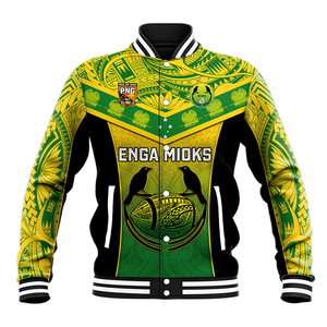 Personalizado Papua Nueva Guinea Rugby Chaqueta de béisbol Enga Mioks PNG Polinesio Botón completo Bomber Béisbol Tallas grandes Chaquetas de los hombres - Product Image 1