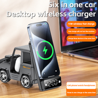 Gebruikte Mobiele Telefoons Auto Ontwerp 6 In 1 Mini Speaker Draadloze Oplader Wekker 3 In 1 Draadloze Oplaadbeugel Houder Oplader