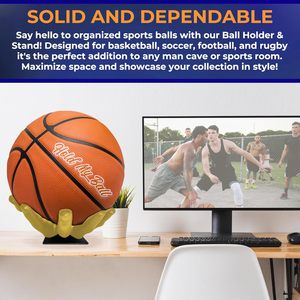 Support de présentation de ballon de sport en or, grand et durable, sculpté à la main, pour basket-ball, football, volley-ball - Product Image 5