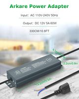 Controlador LED con Carcasa de Aluminio Impermeable IP67, 12V 60W, Admite Enchufes Personalizados y Grabado Láser, Iluminación Exterior