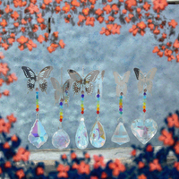 Nouveau Design Cristal Suspendu En Forme De Coeur Prisme Gem Ball 7 Chakra Perles Papillon Libellule Sun Catchers Ange Fleur Sphère Boule
