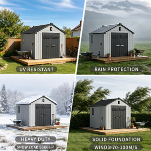 โรงเก็บของขนาดใหญ่ <span class=keywords><strong>8x12</strong></span> ฟุต ประตูคู่ สำหรับจัดเก็บจักรยาน มอเตอร์ไซค์ เครื่องตัดหญ้า เครื่องมือต่างๆ โรงเก็บสำเร็จรูปสำหรับสนามหลังบ้าน - Product Image 4