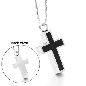 Collar con colgante de urna de cremación de cruz cristiana de acero inoxidable personalizado al por mayor para cenizas - Product Image 3