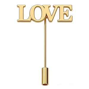 เข็มกลัดติดเสื้อรูปตัวอักษร LOVE สีทอง ทำจากสแตนเลส ประดับเพชร ใช้ตกแต่งเสื้อแจ็คเก็ต ของขวัญ เครื่องประดับ - Product Image 1