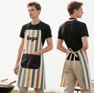 Vente en gros Tabliers de cuisine en coton imprimé personnalisés Serveur de restaurant Taille avec poches pour le nettoyage - Product Image 4