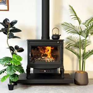 Cheminée à <span class=keywords><strong>bois</strong></span> autoportante en <span class=keywords><strong>fonte</strong></span> pour intérieur, avec <span class=keywords><strong>flamme</strong></span> réelle, pour maison moderne et maison traditionnelle - Product Image 4