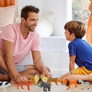 SY Set binatang hutan plastik lucu mainan Safari Set hewan ternak hutan realistis Pvc mainan sapi kuda Model - Product Image 5