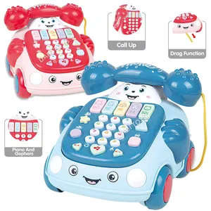 Battery Operated Educational Baby Mobile Phone Toy Musical Pink Telephone Car Toy For Kids