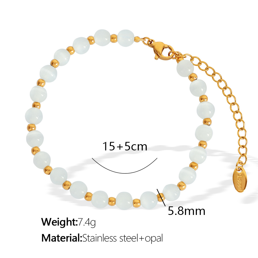 SL54 White Cat's Eye Gold Bracelet