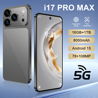 Nuevo Modelo 2025 Original I17 17 Pro Max 5G LTE HD Smartphone Pantalla de 144Hz y 7.3 Pulgadas Cámara Trasera de 108MP Almacenamiento de 16GB+1TB Octa Core MTK