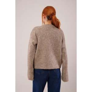 Suéter de visón suave al por mayor, color piedra, manga larga, informal para mujer, tejido antipilling - Product Image 1