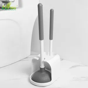 Wall Mounted Toilet Brush And Plunger With Holder Hanging Silicone Toilet Cleaning Brush Set