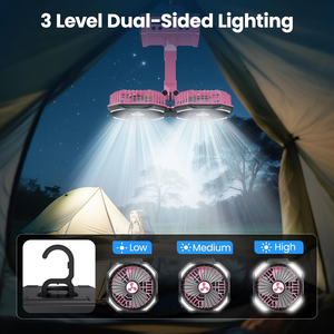 USB C Rechargeable Camping Fan Auto Oscillation Dual Head LED Lantern 20000Mah Multi Function Outdoor Jobsite Cooler - Product Image 4