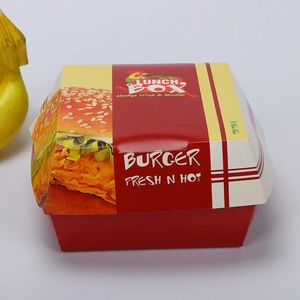 Tùy chỉnh in kraft giấy Hamburger hộp thiết kế mới bao bì sóng cho bánh mì kẹp thịt đầy màu sắc và thân thiện với môi - Product Image 4