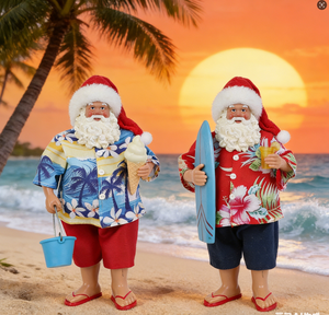 2026 SOTE Nuova Statuetta di <span class=keywords><strong>Babbo</strong></span> <span class=keywords><strong>Natale</strong></span> in Resina 28CM Stile Hawaiano Set Decorativo per le Festività Regali Festivi - Product Image 3
