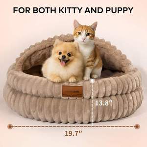 Lit pour chat amovible avec couverture en couverture, lavable, confortable, en <span class=keywords><strong>coton</strong></span>, pour dormir en hiver, lit-caverne pour chat - Product Image 5