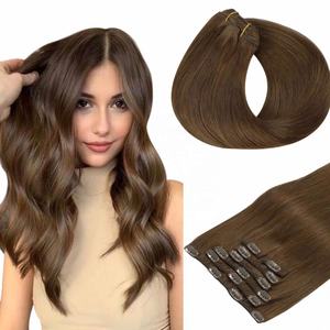 Extensiones de Cabello Humano ISWEET, 100% Cabello Humano Natural, Color Jengibre, con Clip - Product Image 1