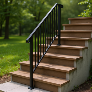 Corrimano in Ferro Nero Opaco per Esterni, Componenti per Scale a 4 Livelli, Design Contemporaneo per Uso Esterno - Product Image 2