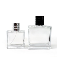 Flacon pulvérisateur carré en verre transparent de luxe personnalisé pour parfum, cosmétiques, diffuseur à bâtonnets, impression sérigraphique, 30ml/50ml/100ml, avec boîte