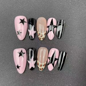 Faux <span class=keywords><strong>Ongles</strong></span> Press-On Bleu Printanier Faits <span class=keywords><strong>Main</strong></span> à la Française, Motif Floral <span class=keywords><strong>Dessin</strong></span>é à la <span class=keywords><strong>Main</strong></span>, Haute Qualité, 10 Pièces/Ensemble, Forme Amande - Product Image 2