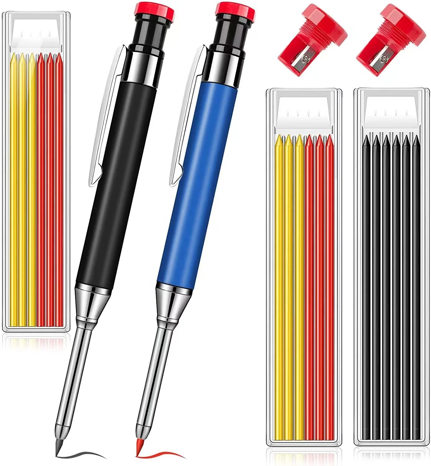 Твердый Плотницкий Карандаш для строительства, встроенная точилка с глубоким отверстием, механический карандаш для рисования, для дерева, стекла, керамики, металла