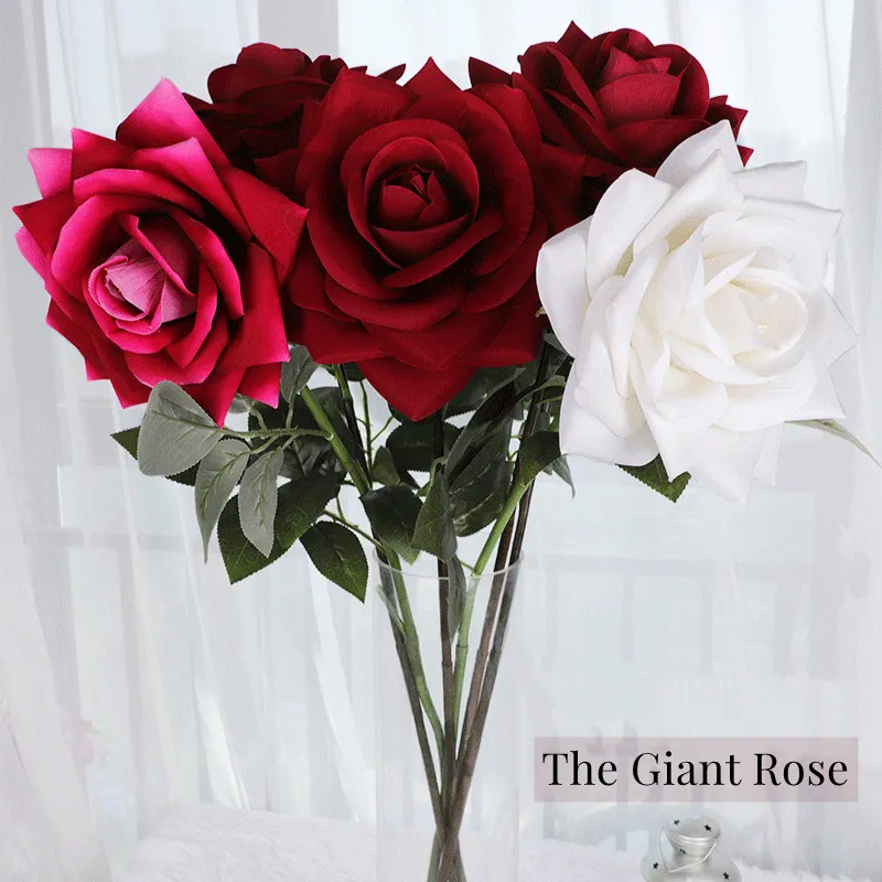 Valentines Party Dekorationen liefert 2023 Vintage Dekor Große künstliche rote Rosen Flores künstliche Hochzeit Riesen blumen