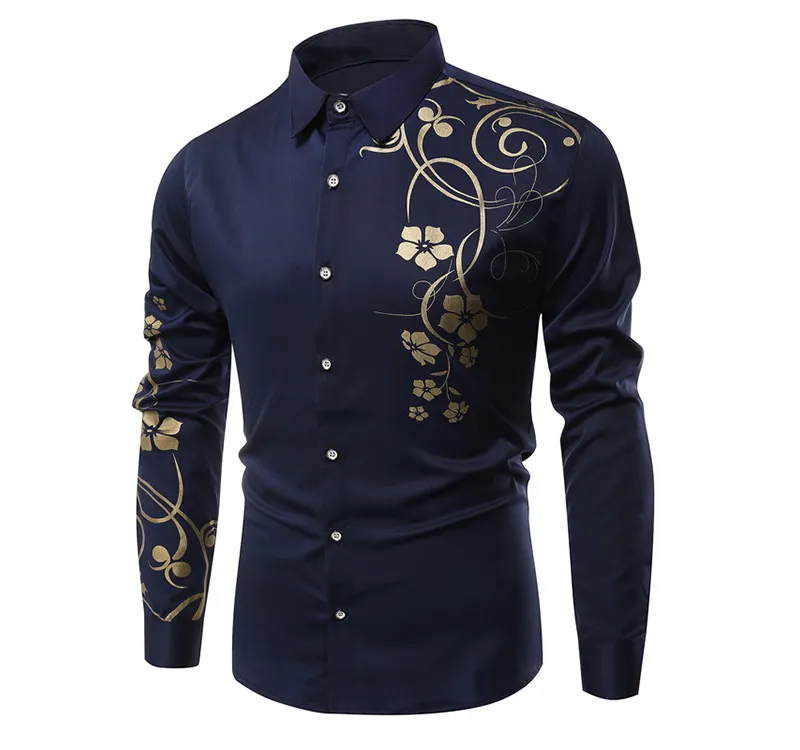 OEM/ODM Luxury Fashion Plus Size Long Sleeve Digital Printed Casual Shirt Men's Formal Shirts custom dress shirt