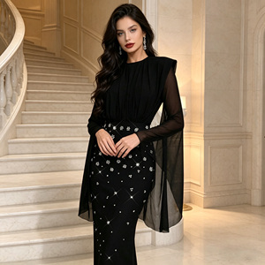 ZYHT 70053 Plus Size Lady Elegante <span class=keywords><strong>Formal</strong></span> Longo Dubai Mulheres Strass Gala Preto Sparkly Vestidos de Noite <span class=keywords><strong>Cocktail</strong></span> com Pedras - Product Image 3
