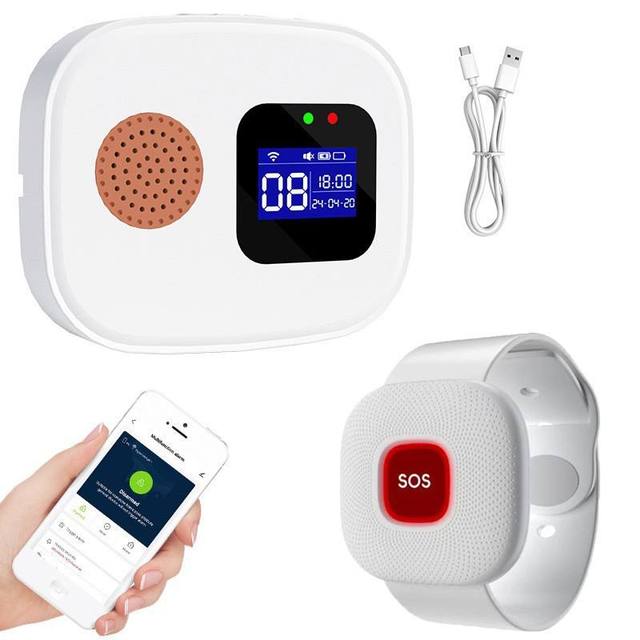 Wifi 10m Range Portable Calling System Pagers Elderly Bracelet SOS Emergency Caregiver Nurse Call System Personal Alarm App