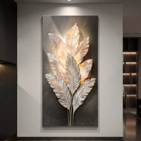 Décoration murale en plumes avec lumières LED - Peintures texturées modernes, décorations verticales élégantes pour le salon CN