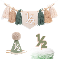 Décoration de gâteau d'anniversaire pour bébé, banderole de fête prénatale, couronne triangulaire, pour fête prénatale, 1er anniversaire, 1/2