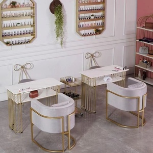 Cheap Luxury pink Professional Equipment Manicure Desk Client <b>Table</b> for <b>Nail</b> Beauty Salon Furniture <b>Nail</b> <b>Tables</b> and Chairs Sets - Product Image 3