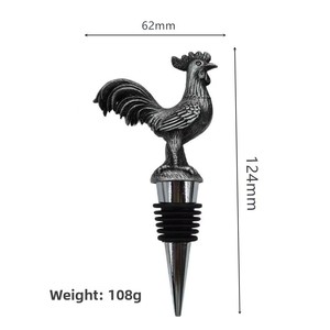 Tappo per Bottiglia di Vino a Forma di Gallo in Lega di Zinco e Acciaio Inossidabile - Conservatore Riutilizzabile per Vino e Champagne - Product Image 2