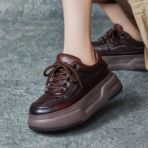 Zapatos de Plataforma con Cordones Hechos a Mano en Cuero Genuino Estilo Británico para Mujer, Novedad de Otoño - Product Image 2