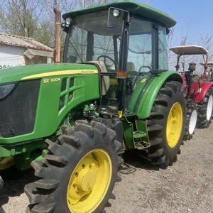 used/new wheel tractors 4X4wd johnn deer 5e 1004 100hp with small mini compact farm equipment agricultural machinery