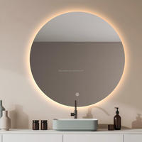 Miroir intelligent rond anti-buée avec interrupteur tactile, incassable, écologique, mural, rétroéclairé 6500K, à intensité variable, éclairé par LED