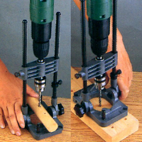 Support de perceuse manuelle réglable en PVC gris pour le travail du bois, guide de perçage avec aspiration des poussières, OEM/ODM