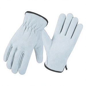 Guantes de Trabajo de Cuero Vacuno de Primera Calidad, Guantes de Seguridad con Muñequera Elástica, Protección para Manos de Uso General Industrial - Product Image 1