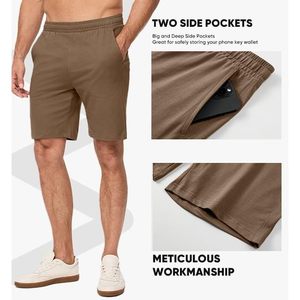 FOXA Men's 100% Cotton Shorts 9 Inch <b>Elastic</b> Waist Drawstring Lightweight Workout Lounge Beach Jersey Sweat Shorts - Product Image 4