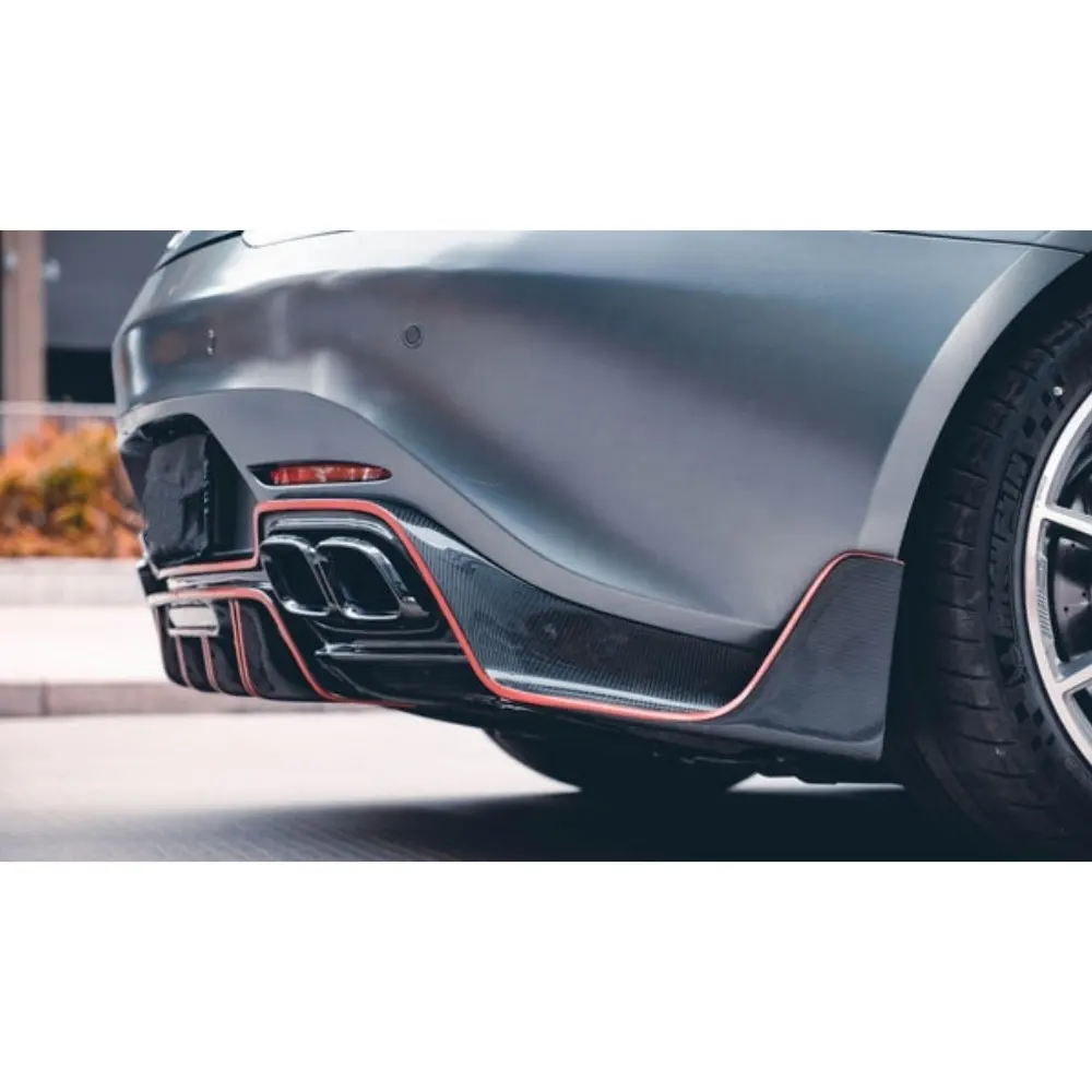 Diffuser Bumper belakang serat karbon asli gaya baru cocok untuk Mercedes Benz C190 AMG GT GTS 15-22 Fitment kualitas tinggi