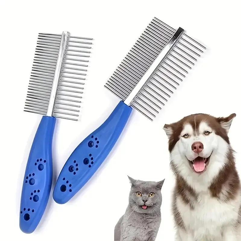 Individuelles Logo Haustier Knoten Kamm Hundpflege-Werkzeug Edelstahl Katze doppelseitige Massagebürste