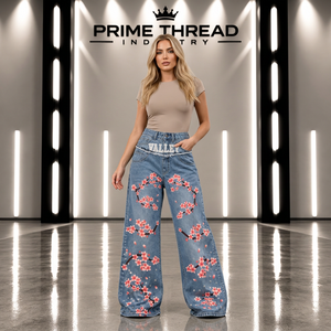 Wholesale Custom <b>Men</b>’s Vintage Washed Denim <b>Jeans</b> Custom Design Print Vintage Unisex Wide Leg Baggy Loose Fit Y2K <b>Flare</b> Pants - Product Image 1