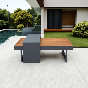 Set Divano Moderno <span class=keywords><strong>da</strong></span> <span class=keywords><strong>Esterno</strong></span> in Teak Arredamento <span class=keywords><strong>da</strong></span> Giardino Impermeabile Divano Sezionale in Alluminio con <span class=keywords><strong>Cuscini</strong></span> di Seduta Regolabili per Villa e Patio - Product Image 3