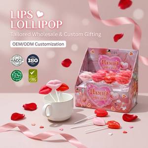 Cadeau romantique pour la Saint-Valentin, sucette dure en forme de lèvres de 12 g dans une boîte PDQ pour les cadeaux de mariage et les événements festifs - Product Image 1