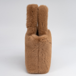 Custom Winter Luxury Fashion Puffer Tote Bag Cute Soft Fluffy Plush Zip Flowers <strong>Cony</strong> Hair Fabric Pillow Shape Ultralight - Product Image 4