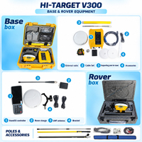 Perangkat GPS RTK Hi Target V300 Base dan Rover Kit, Penerima Akurasi Tinggi, Kode Permanen Tanpa Gagal, Peralatan Survei Tanah GNSS RTK