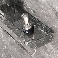 Étagère d'angle sans perçage à texture givrée pour salle de bain et cuisine, avec barre porte-serviettes murale réglable, facile à nettoyer et à ranger