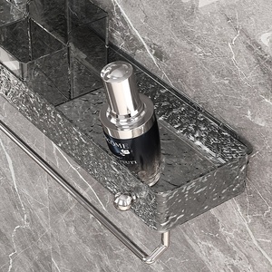 Estante de Esquina para Baño y Cocina con Textura de Hielo, Sin Perforaciones, Sin Taladros, Barra para Toallas, Montaje en Pared, Ajustable, Fácil de Limpiar, Almacenamiento - Product Image 4